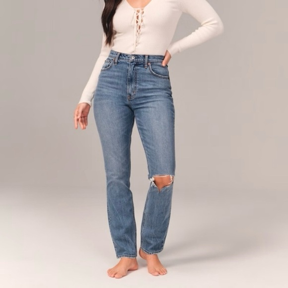 Abercrombie & Fitch Denim - Abercrombie & Fitch 90s Slim Straight Ultra High Rise Jeans Womens 29 | 8 X-Long